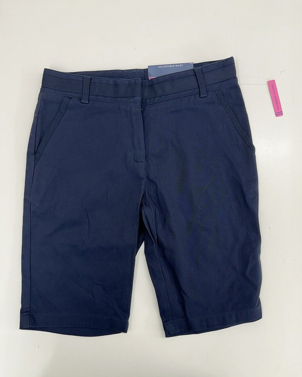 Nautica Girls School Uniform Shorts Size 10 Adjustable Skinny Bermuda Blue NWTs